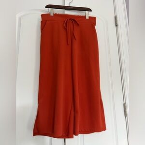 Nema Avenue Rust Boho Cropped Wide Leg Palazzo Culottes Capri Deep Orange, Sz L